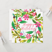 Poinsettia Watercolor Wreath Karte (Vorderseite/Rückseite Beispiel)