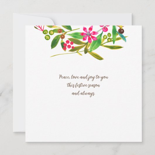 Poinsettia Watercolor Wreath Karte (Rückseite)