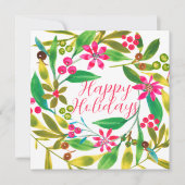 Poinsettia Watercolor Wreath Karte (Vorderseite)