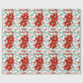 Poinsettia Weihnachten Rot und Grüne Klassik Geschenkpapier (Flach)