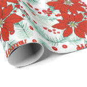 Poinsettia Weihnachten Rot und Grüne Klassik Geschenkpapier (Rolleneckpunkt)