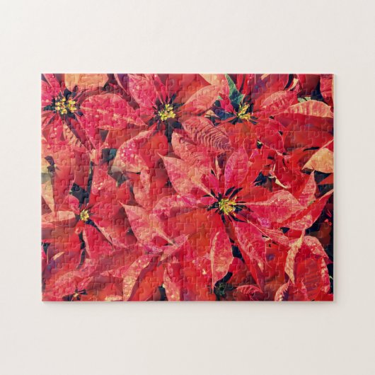 Poinsettia Weihnachten Rote Blume Art Puzzle (Horizontal)
