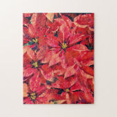 Poinsettia Weihnachten Rote Blume Art Puzzle (Vertikal)