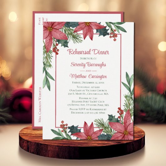 Poinsettia Weihnachts-Probe Einladungspostkarte