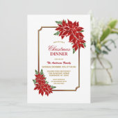 Poinsettia Weihnachtsabend Gold Borough Einladung (Stehend Vorderseite)