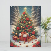 Poinsettia Weihnachtsbaum - Flachgrüßkarte Karte (Stehend Vorderseite)