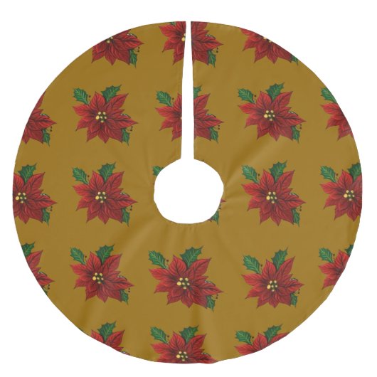 Poinsettia Weihnachtsbaumrock Polyester Weihnachtsbaumdecke (Vorderseite)