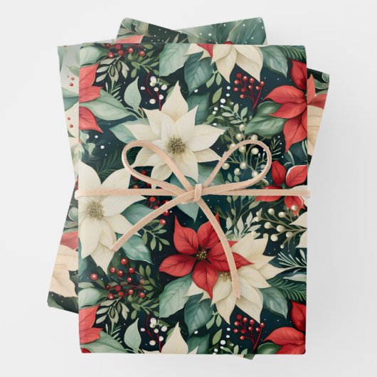 Poinsettia Weihnachtsblätter Geschenkartikel Geschenkpapier Set (Beispiel)