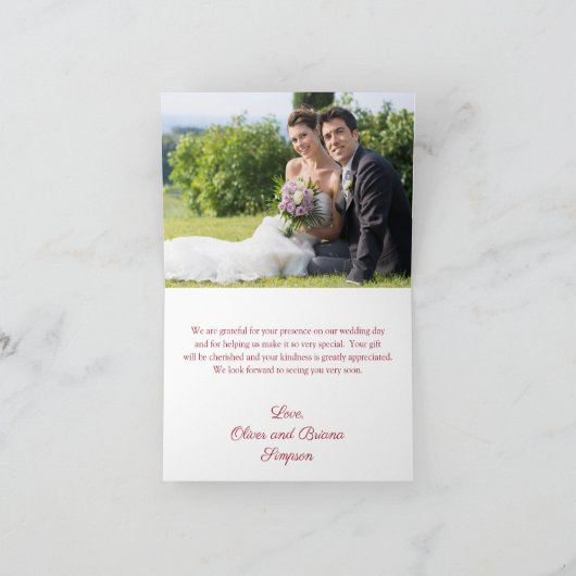 Poinsettia Weihnachtsblume Dankeschön Karte (Innenseite)