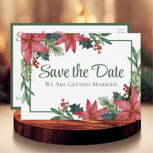 Poinsettia Weihnachtsblumen Hochzeit Termin merken Postkarte