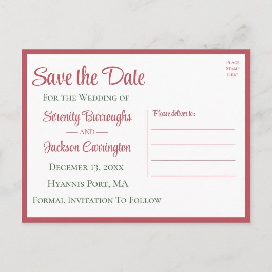 Poinsettia Weihnachtsblumenhochzeit rettet das Dat Postkarte (Rückseite)