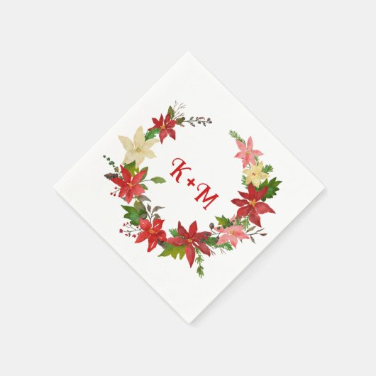 Poinsettia Weihnachtsfeier Serviette (Ecke)
