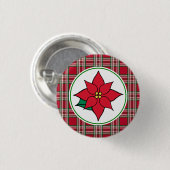 Poinsettia Weihnachtsfeiertag Button Button (Vorne & Hinten)