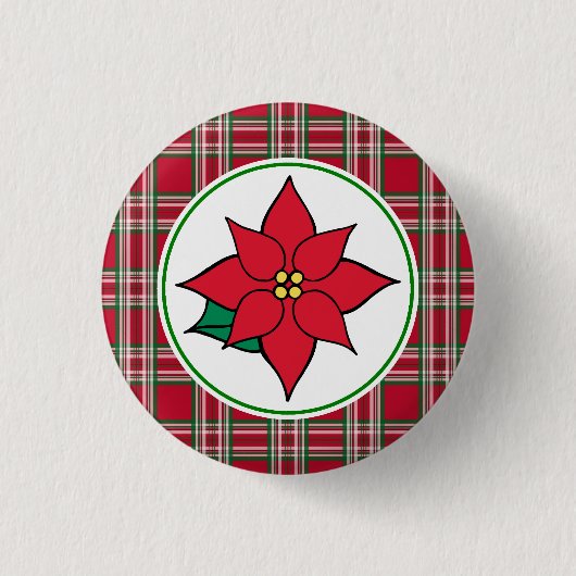 Poinsettia Weihnachtsfeiertag Button Button (Vorderseite)