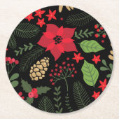 Poinsettia-Weihnachtsfeiertag Runder Pappuntersetzer (Vorderseite)
