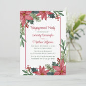 Poinsettia Weihnachtsfeiertag - Verlobung Einladung (Stehend Vorderseite)