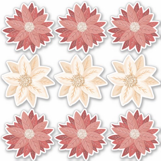 Poinsettia Weihnachtsfeiertage Vinyl Stickers Aufkleber (Vorderseite)