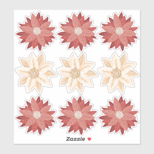 Poinsettia Weihnachtsfeiertage Vinyl Stickers Aufkleber (Blatt)