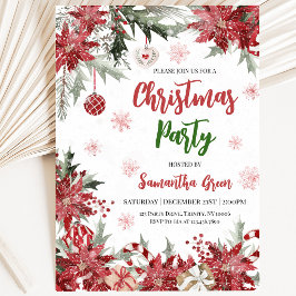 Poinsettia Weihnachtsgebäck Party Einladung