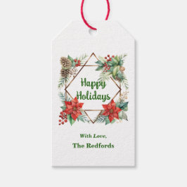 Poinsettia Weihnachtsgeschenk-Tag auf Weiß Geschenkanhänger