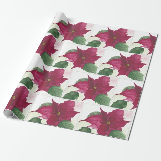 Poinsettia-Weihnachtsgeschenkverpackung Geschenkpapier (Ungerollt)
