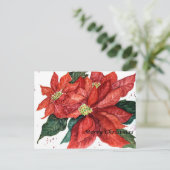 Poinsettia Weihnachtskarte Feiertagspostkarte (Stehend Vorderseite)