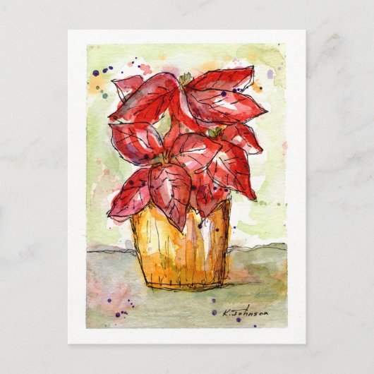 Poinsettia Weihnachtskarte Feiertagspostkarte (Vorderseite)