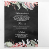 Poinsettia Weihnachtskerze QR Code Black Wedding Dreifach Gefaltete Einladung (Innen Erste Seite)