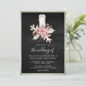 Poinsettia Weihnachtskerze QR Code Black Wedding Einladung (Stehend Vorderseite)