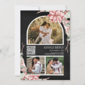 Poinsettia Weihnachtskerze QR Code Black Wedding Einladung (Rückseite)