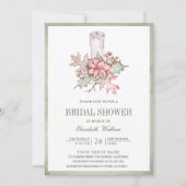 Poinsettia Weihnachtskerze QR Code Brautparty Einladung (Vorderseite)