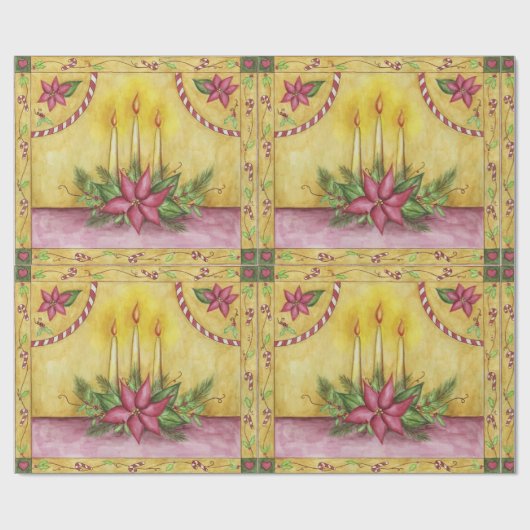 Poinsettia Weihnachtskerzenpapier Geschenkpapier (Flach)