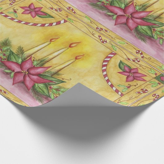Poinsettia Weihnachtskerzenpapier Geschenkpapier (Ecke)