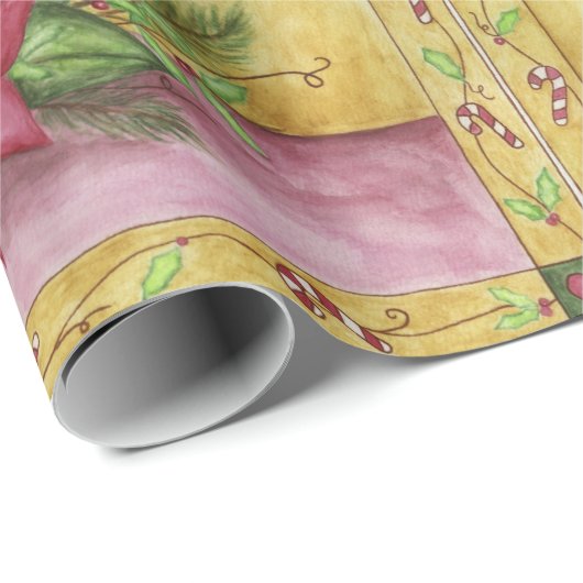 Poinsettia Weihnachtskerzenpapier Geschenkpapier (Rolleneckpunkt)