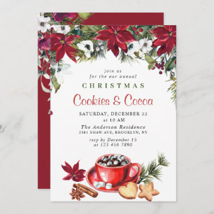 Poinsettia Weihnachtskost & Cocoa Feiertag Party Einladung