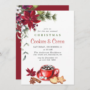 Poinsettia Weihnachtskost & Cocoa Feiertag Party Einladung
