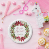 Poinsettia Weihnachtskranz Personalisiert Pappteller (Party)