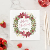 Poinsettia Weihnachtskranz Personalisiert Serviette (Beispiel)