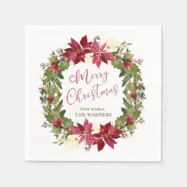 Poinsettia Weihnachtskranz Personalisiert Serviette