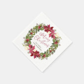 Poinsettia Weihnachtskranz Personalisiert Serviette (Ecke)