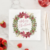 Poinsettia Weihnachtskranz Personalisiert Serviette (Beispiel)