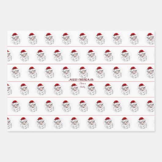 Poinsettia Weihnachtsmann Stern von Bethlehem Weih Geschenkpapier Set (Vorderseite 2)