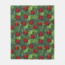 Poinsettia Weihnachtsmuster Blume Fleece Blanket