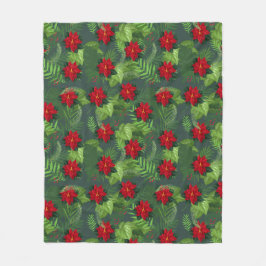 Poinsettia Weihnachtsmuster Blume Fleece Blanket