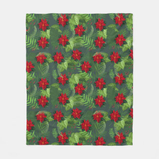 Poinsettia Weihnachtsmuster Blume Fleece Blanket