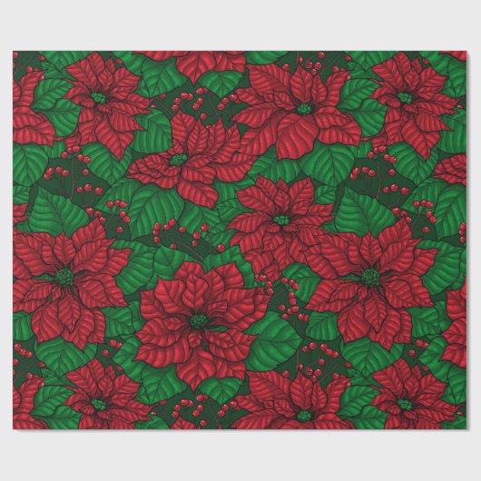 Poinsettia, Weihnachtsmuster Geschenkpapier (Flach)