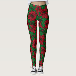 Poinsettia, Weihnachtsmuster Leggings