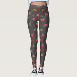 Poinsettia Weihnachtsmuster-Leggings Leggings