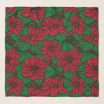 Poinsettia, Weihnachtsmuster Schal<br><div class="desc">Handgezeichnetes Chrismas mit Poinsettia-Blume und roten Beeren</div>