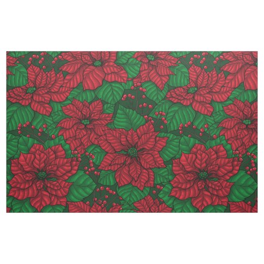 Poinsettia, Weihnachtsmuster Stoff (Fat Quarter (45,7 x 55,9 cm))